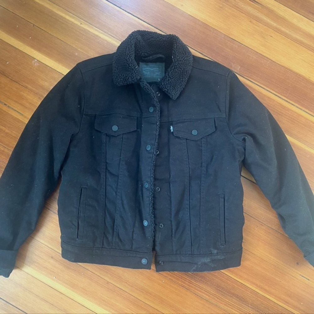 Levis Sherpa Jean Jacket, Size L, Black